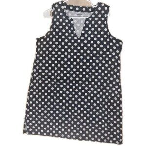Lands' End Women's XL Black Polkadot Notch Neck Sleeveless Dress